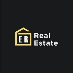 ER initials minimalist creative real estate logo vector
