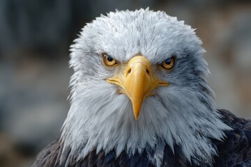 Obraz premium Majestic bald eagle close-up, intense gaze.