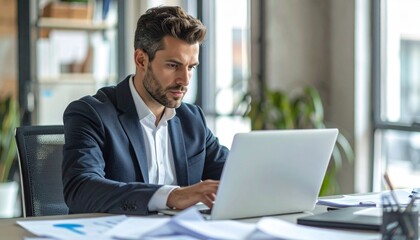 書類整理しながらタイピング,Man typing while organizing documents  