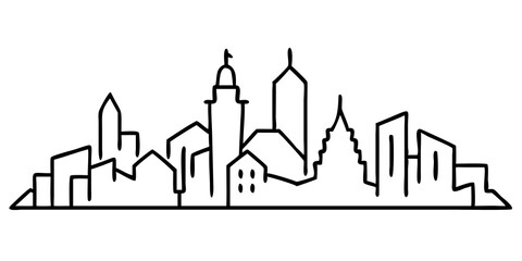 Fototapeta premium City Skyline Illustration for Urban Art, Cityscape Graphics, Modern Architecture Sketch