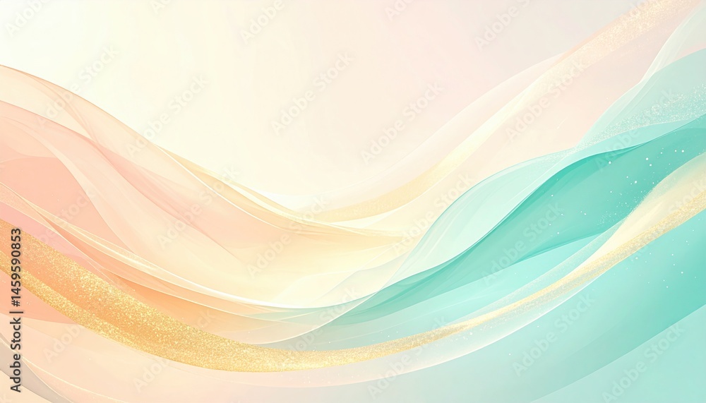 Poster flowing abstract waves digital art soft color palette inspirational background minimalist design