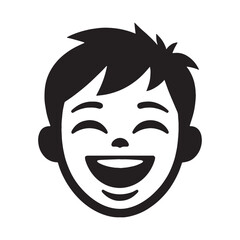 Bright Laughing Face silhouette with glowing expression – Laughing Face illustration – Minimalist Laughing Face vector – Laughing Silhouette

