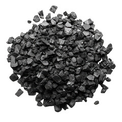 Pile of coal fragments isolated on transparent background