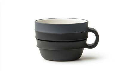 Stacked dark grey mug with cream inner rim