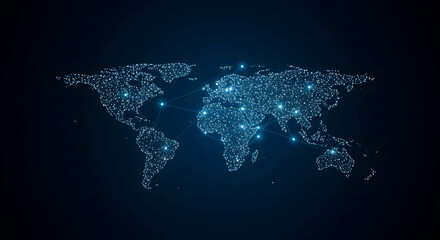 Global connections glow bridging countries