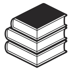 Stack of Three Books Isometric Illustration Black and White
