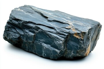 Dark grey rock isolated on white background, geology sample