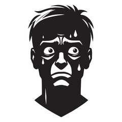 Stressed Nervous Face silhouette with fearful lines – Nervous Face illustration – Minimalist Nervous Face vector – Nervous Silhouette

