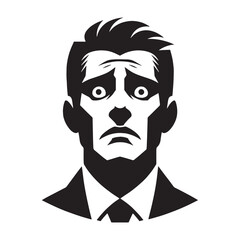 Fearful Nervous Face silhouette, anxious expression – Nervous Face illustration – Minimalist Nervous Face vector – Nervous Silhouette

