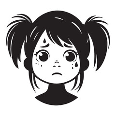 Jittering Nervous Face silhouette with defined unease – Nervous Face illustration – Minimalist Nervous Face vector – Nervous Silhouette


