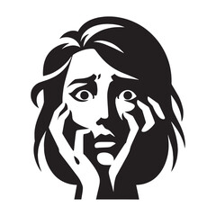 Subtle Nervous Face silhouette with faint tension – Nervous Face illustration – Minimalist Nervous Face vector – Nervous Silhouette

