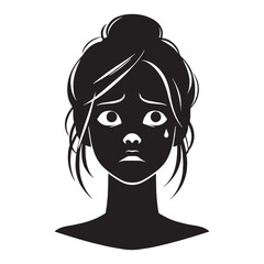 Fretful Nervous Face silhouette, expressive tension – Nervous Face illustration – Minimalist Nervous Face vector – Nervous Silhouette

