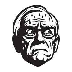 Uncomfortable Nervous Face silhouette with fear in its lines – Nervous Face illustration – Minimalist Nervous Face vector – Nervous Silhouette

