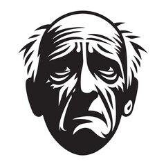 Disturbed Nervous Face silhouette, raw emotion – Nervous Face illustration – Minimalist Nervous Face vector – Nervous Silhouette

