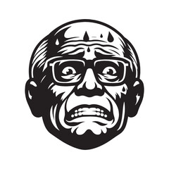 Restless Nervous Face silhouette, emotion in motion – Nervous Face illustration – Minimalist Nervous Face vector – Nervous Silhouette

