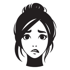 Worried Nervous Face silhouette with sharp features – Nervous Face illustration – Minimalist Nervous Face vector – Nervous Silhouette

