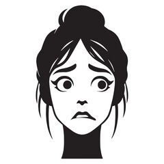 Uncomfortable Nervous Face silhouette with anxious detail – Nervous Face illustration – Minimalist Nervous Face vector – Nervous Silhouette

