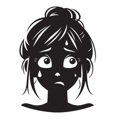 Tense Nervous Face silhouette with uncertain expression – Nervous Face illustration – Minimalist Nervous Face vector – Nervous Silhouette

