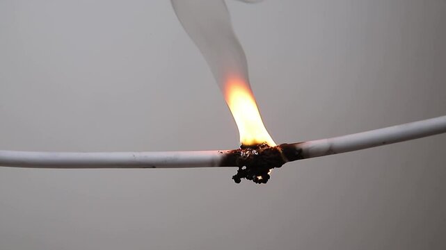 Electrical short circuit. Failure caused by burning wire and rosettes socket plug in house.