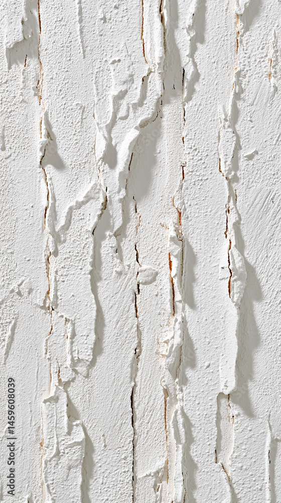 Poster white textured surface, resembling cracked plaster or paint, creates a rough, abstract background su