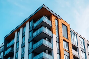 Obraz premium Modern high-rise apartment building in cityscape