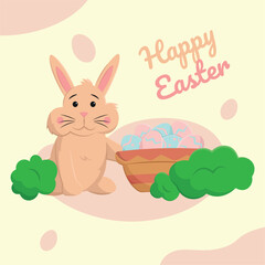 Easter bunny with egg basket. Vector