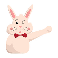 Winking bunny with bowtie. Vector