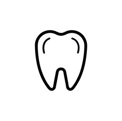 Human Tooth Front View Minimalist Black Line Icon. Suitable for dental logos, medical presentations dental care, oral hygiene, medical apps, clinic branding.