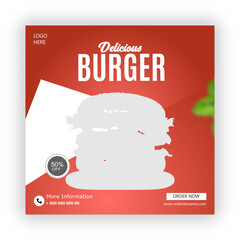 Delicious burger  social media banner  post template
