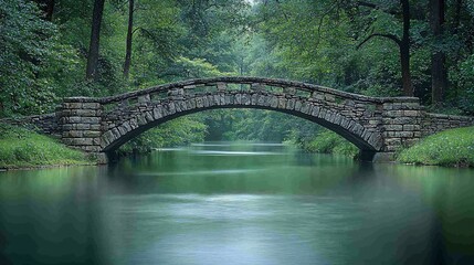Fototapeta premium Stone arch bridge over serene water