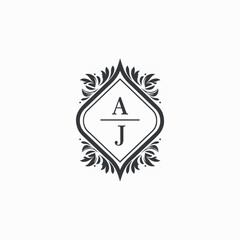 AJ Initials Wedding Logo Vector Art  Icons  and Graphics