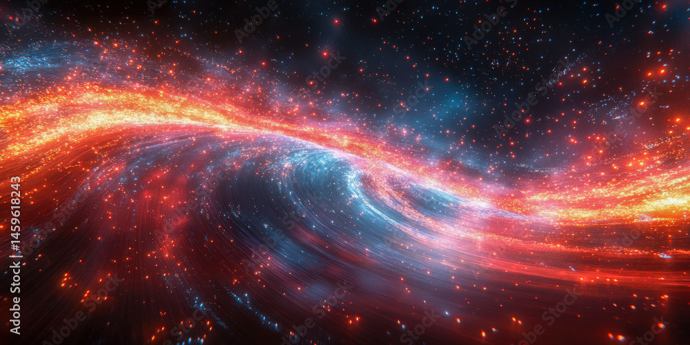 Poster colorful abstract light trails create a mesmerizing fireworks display in a cosmic-themed landscape a