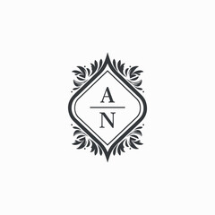 AN Initials Wedding Logo Vector Art  Icons  and Graphics