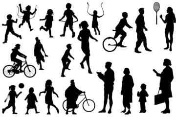 Silhouette people on transparent background art