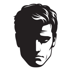 Sad Face silhouette with emotional depth – Sad Face illustration – Minimalist Sad Face vector – Sad Silhouette

