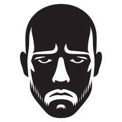 Melancholic Sad Face silhouette with clear sadness – Sad Face illustration – Minimalist Sad Face vector – Sad Silhouette

