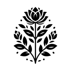 Elegant Black Floral Emblem: Minimalist Botanical Design