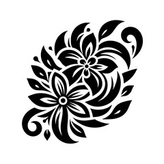 Elegant Floral Silhouette Design Element, Black and White Vector