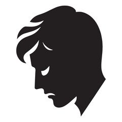 Sorrowful Sad Face silhouette, emotion in every line – Sad Face illustration – Minimalist Sad Face vector – Sad Silhouette

