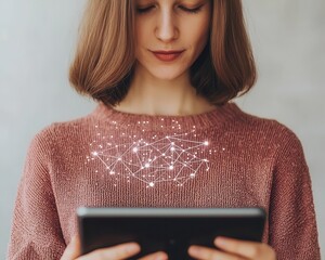 Student creating a digital mind map on a tablet, symbolizing innovative notetaking strategies