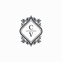 CV Initials Wedding Logo Vector Art  Icons  and Graphics