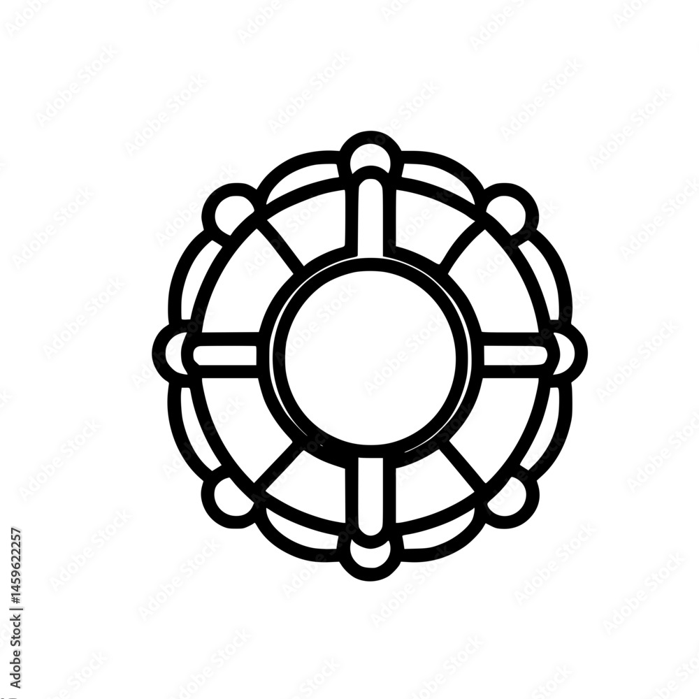 Poster outline vector design of a round decorative pattern, single line outline vector