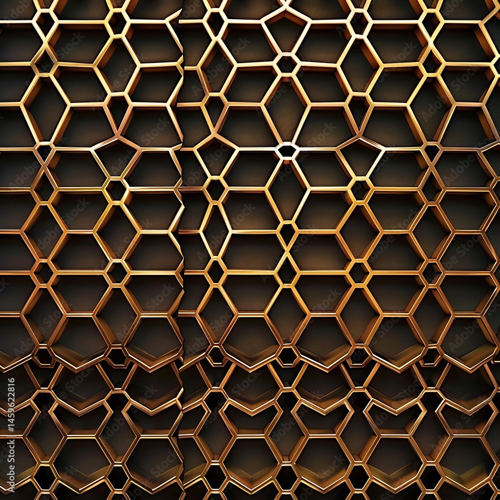 Poster complex interplay of repeating geometric honeycombs creates a visually striking pattern