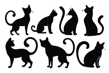 cat silhouette set vector