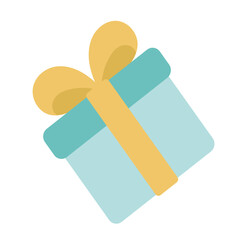 Birthday gift blue box yellow bow suitable for greeting cards, invitations, social media posts, and special occasion designs needing a festive touch