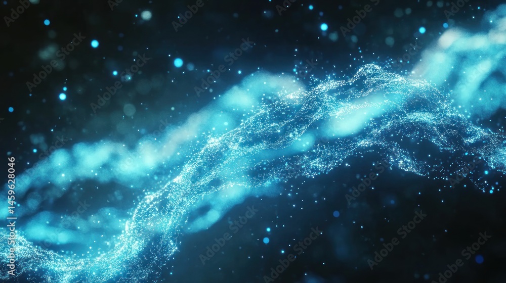 Poster abstract blue particle flow background