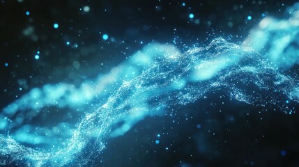 Abstract blue particle flow background