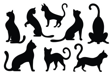 Feline Silhouette Vector Pack – Cat Icons, Poses, and Shapes Collection