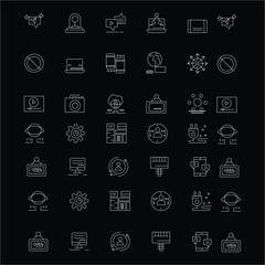 Business Management Line Icons On Black Background Stock Illustration