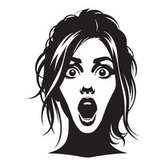 Surreal Shocked Face silhouette, full of emotion – Shocked Face illustration – Minimalist Shocked Face vector – Shocked Silhouette

